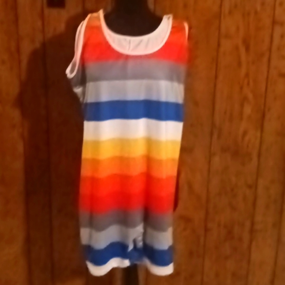 A multi color romper.